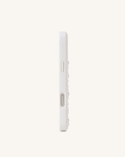 蝴蝶珍珠綴飾手機殼 - 白色
