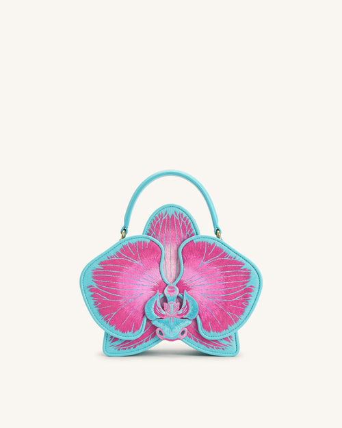 Flora 蘭花造型手提包 - 粉藍色