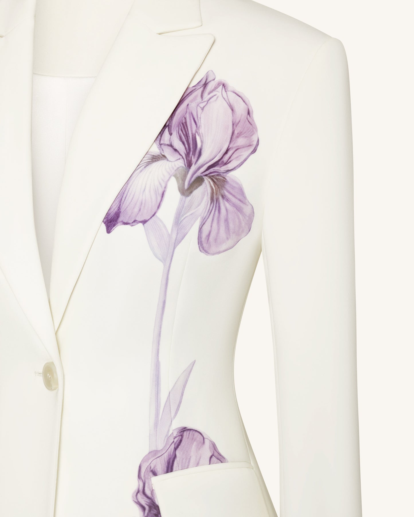 Iris 刺繡沙漏型西裝外套 - 白色