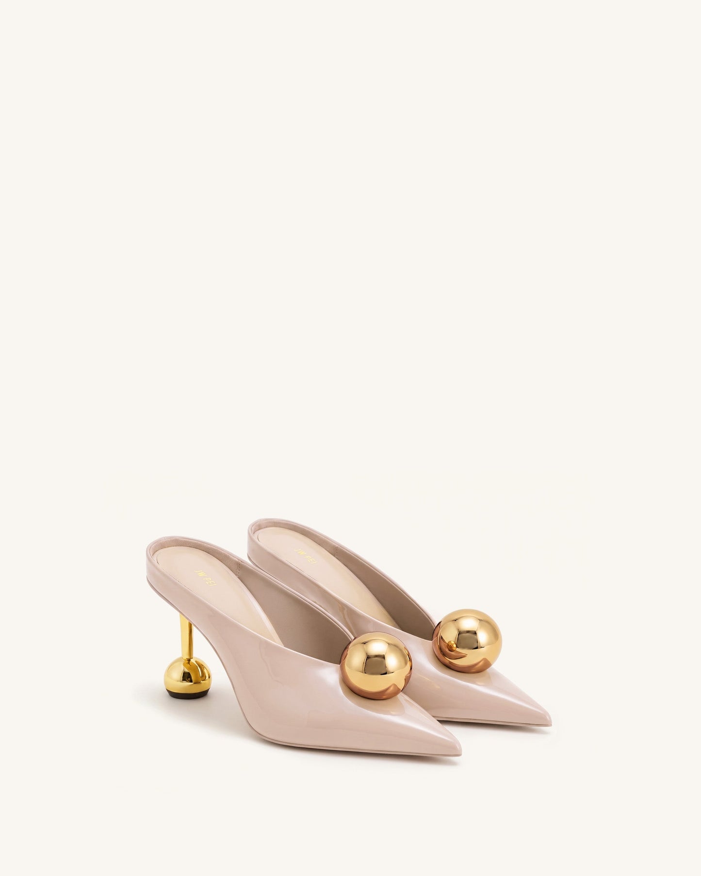 Sofia 斜角鞋面高跟穆勒鞋 - 灰粉色