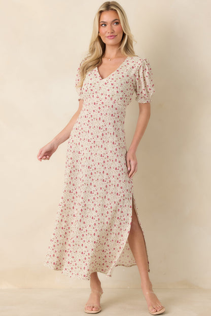 Where We Belong Dusty Pink Floral Short Sleeve Maxi Dress