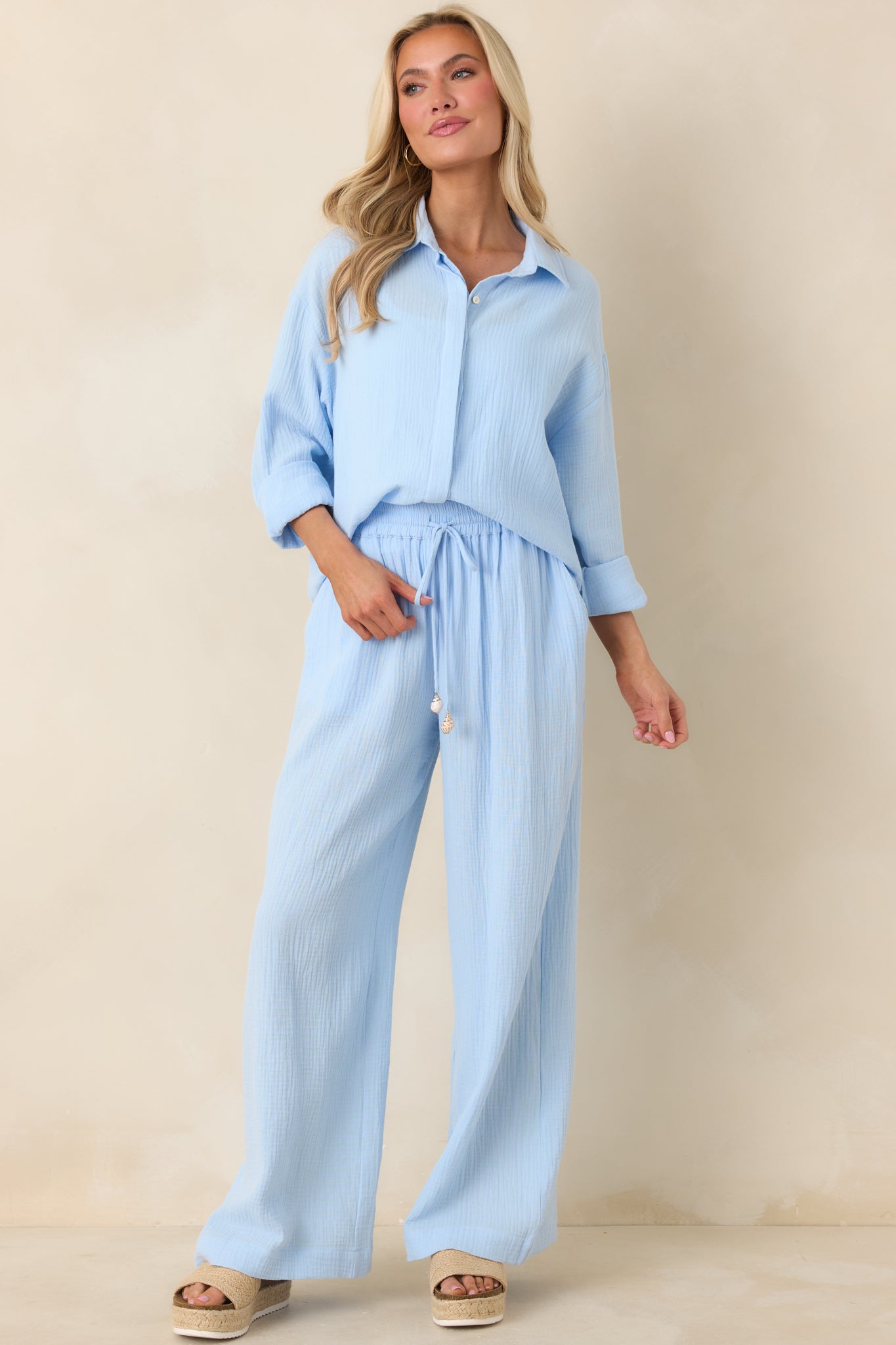 Paradisa Dunedin Oceana Blue Cotton Drawstring Pants