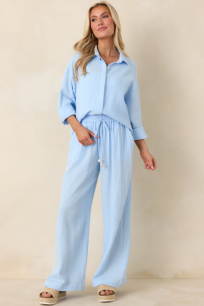 Paradisa Dunedin Oceana Blue Cotton Drawstring Pants