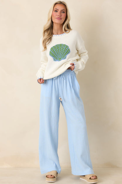 Paradisa Dunedin Oceana Blue Cotton Drawstring Pants