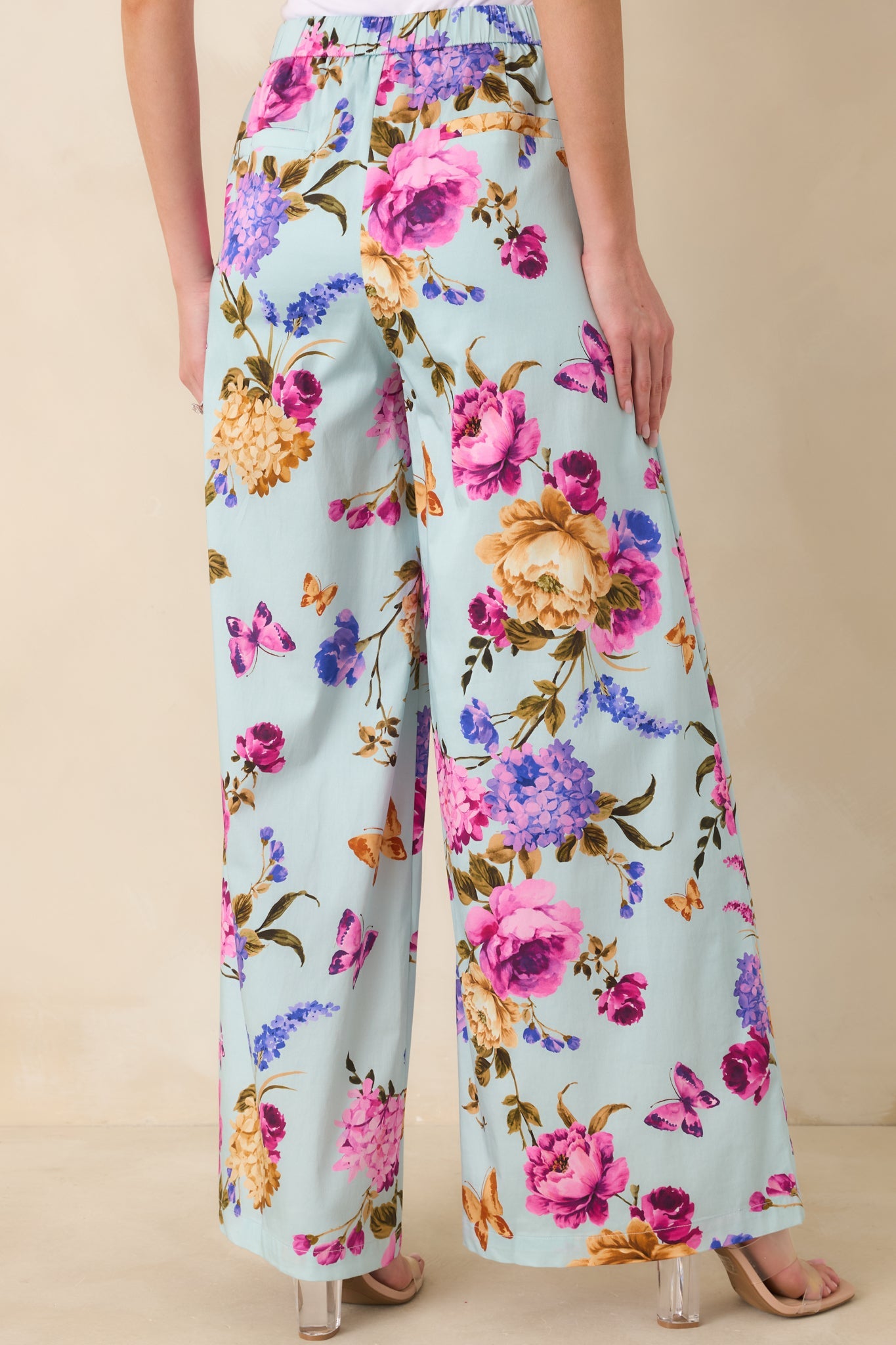 Prosperina Barrett Blue Multi Floral Cotton Wide Leg Pants
