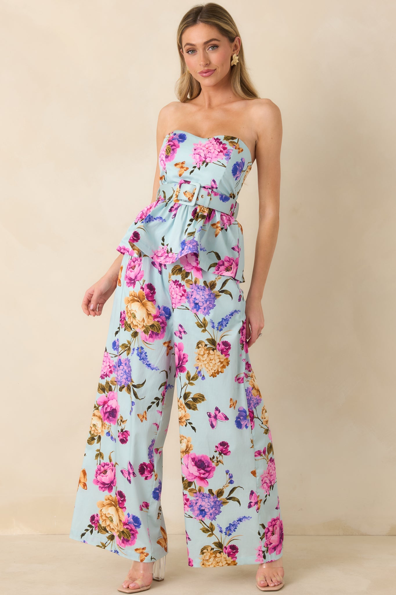 Prosperina Barrett Blue Multi Floral Cotton Wide Leg Pants