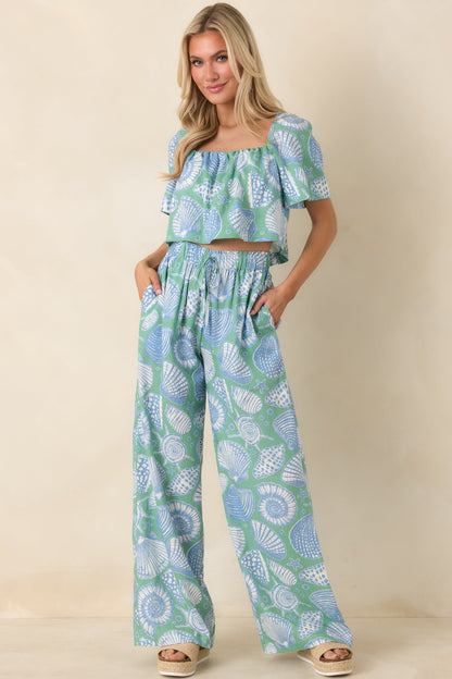 Paradisa San Marino Oceana Blue Multi Drawstring Pants