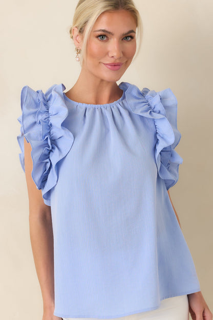 Dawn Of My Heart Light Blue Ruffled Top