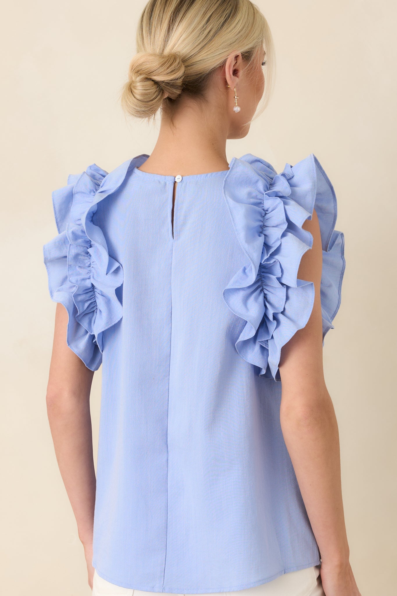 Dawn Of My Heart Light Blue Ruffled Top