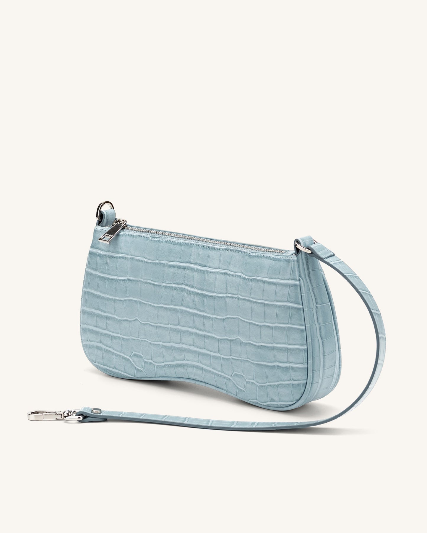Eva 單肩包 - 冰藍色鱷魚紋
