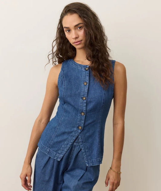 Marine Layer Charlie Longline Denim Vest