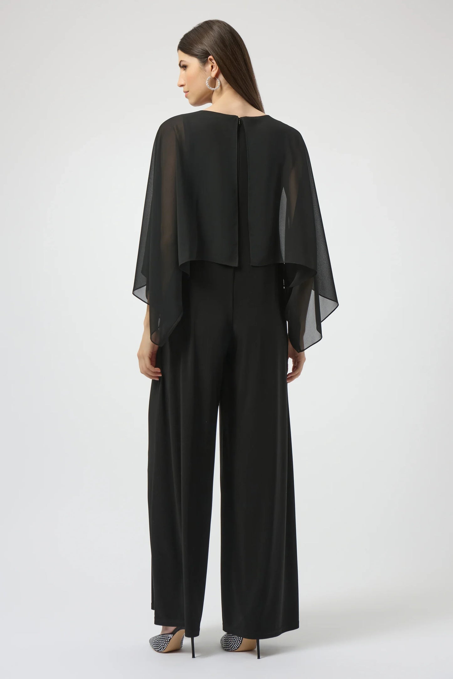 Joseph Ribkoff Silky Knit and Chiffon Wide Leg Jumpsuit