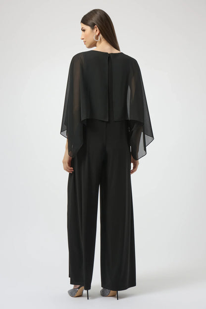 Joseph Ribkoff Silky Knit and Chiffon Wide Leg Jumpsuit