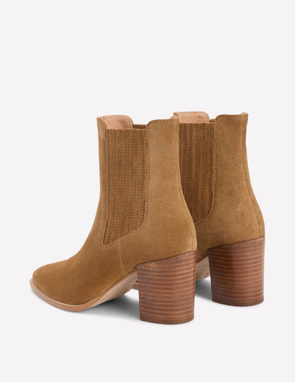 Point Casual Ankle Boots-Tobacco