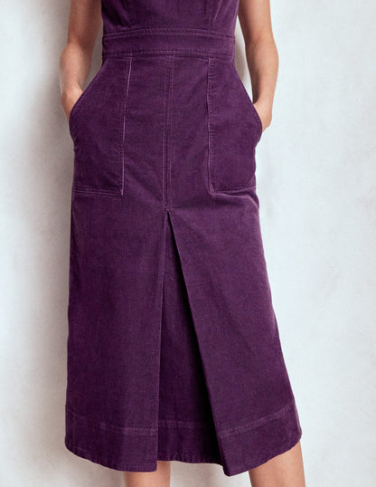 Ula Box Pleat Cord Midi Dress-Viola Purple