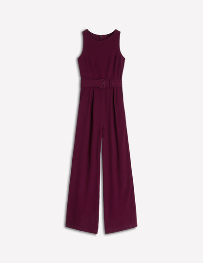 Gwen Slash Neck Jumpsuit-Dark Cherry