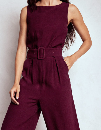 Gwen Slash Neck Jumpsuit-Dark Cherry