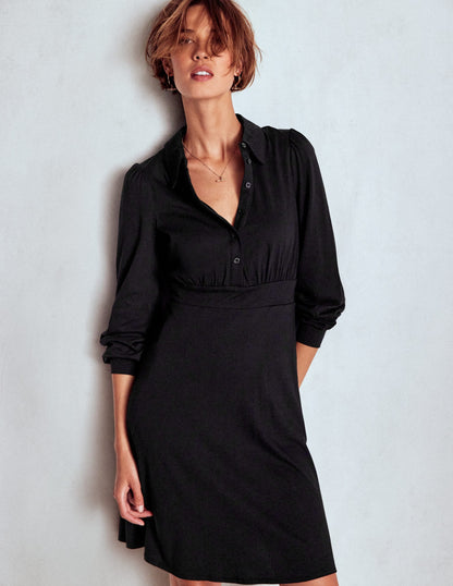 Orla Short Jersey Shirt Dress-Black