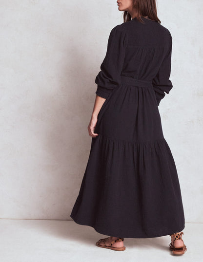 Cecily Double Cloth Midi Dress-Midnight Blue