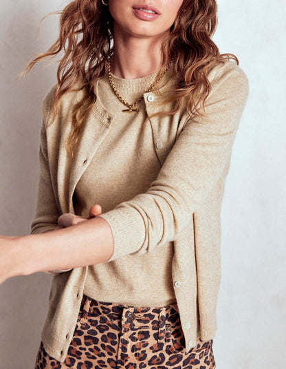 Eva Cashmere Crew Cardigan-Chinchilla Melange