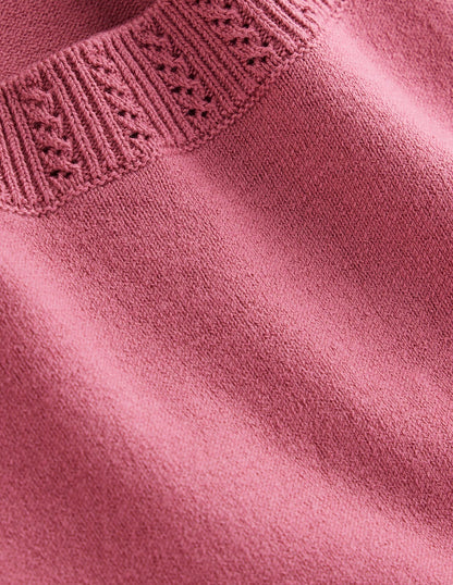 Emilia Cotton Crew Sweater-Pink Heather