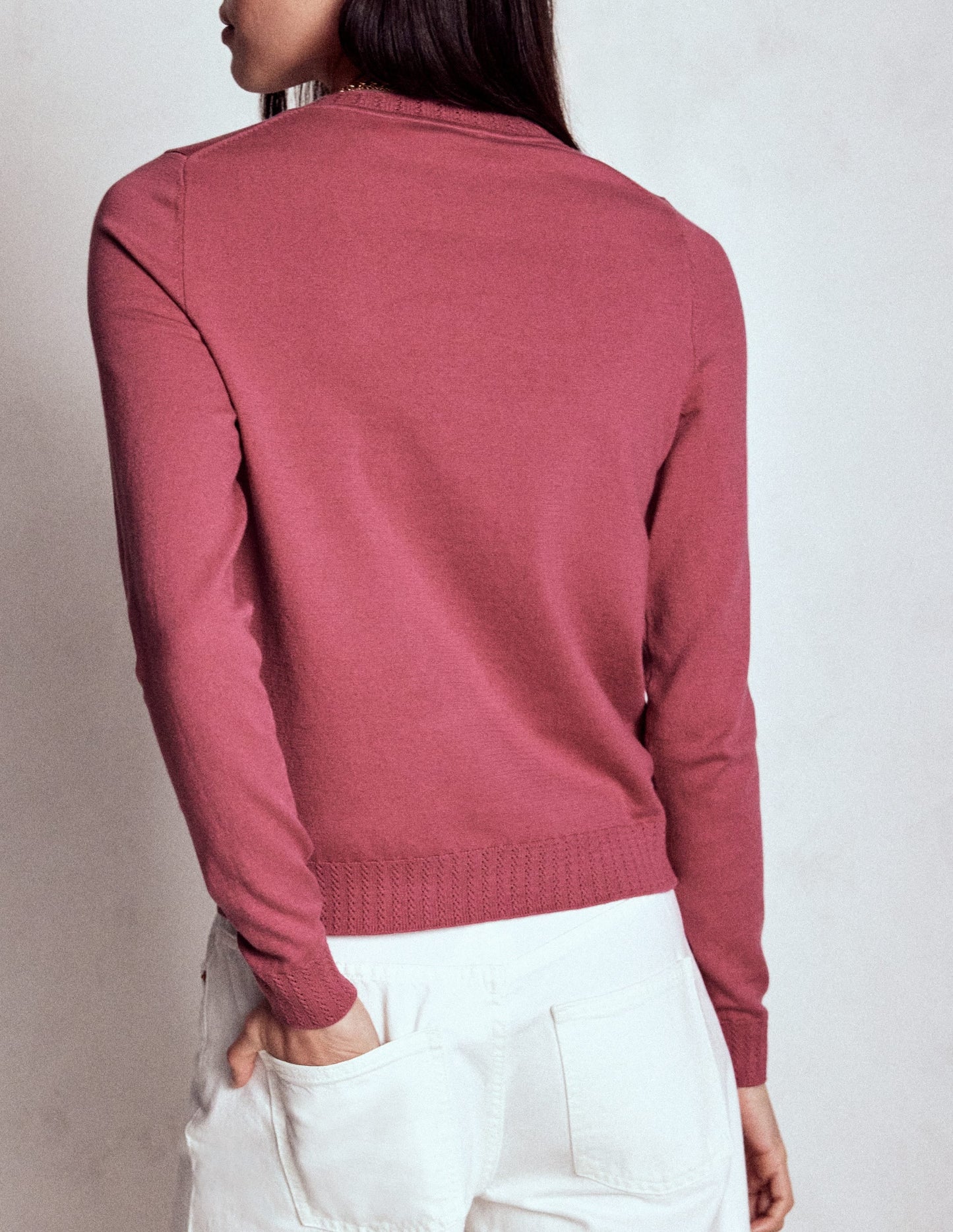 Emilia Cotton Crew Sweater-Pink Heather