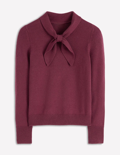 Knitted Bow Sweater-Deep Wisteria