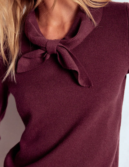 Knitted Bow Sweater-Deep Wisteria