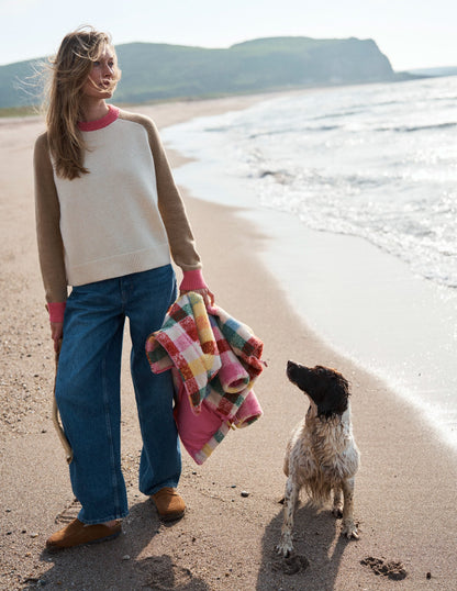 Marion Merino Sweater-Warm Ivory, Colourblock
