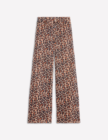 High Rise Wide Leg Jeans-Leopard Print
