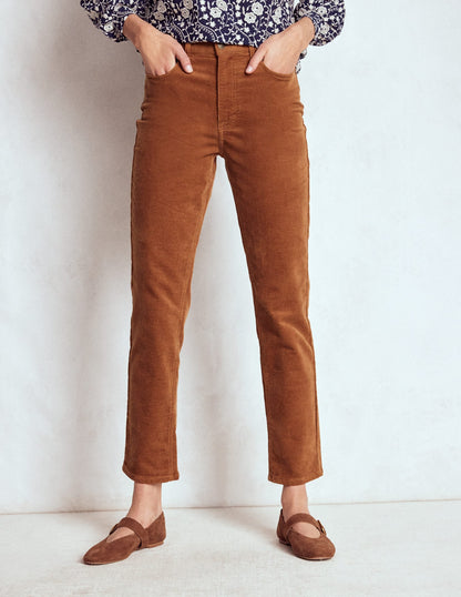 High Rise Cord Slim Jeans-Ginger