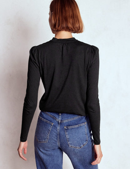 Tie Neck Supersoft Top-Black