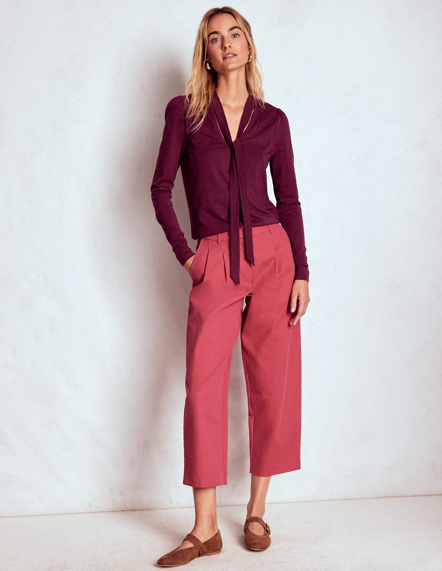 Tie Neck Supersoft Top-Deep Wisteria