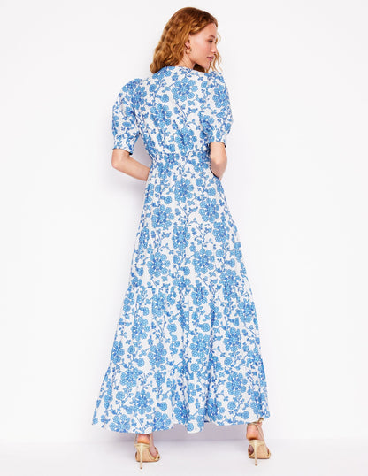 Bella Puff Sleeve Maxi Dress-Ivory, Trailing Yarrow