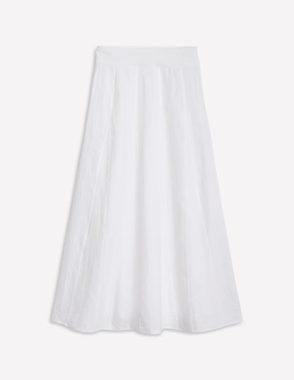 Linen Flippy Maxi Skirt-White