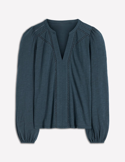 Poppy Long Sleeve Top-Moonlight Ocean