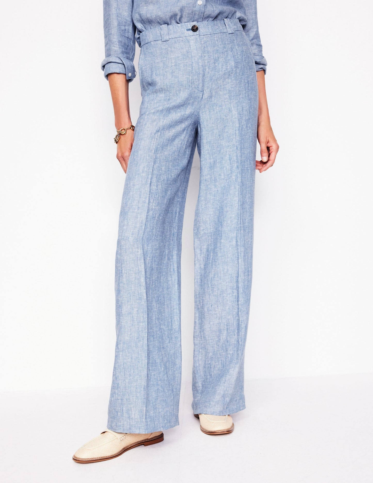 Westbourne Linen Pants-Grey Blue Chambray