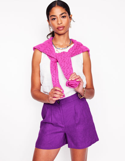 Dulwich Linen Shorts-Royal Purple