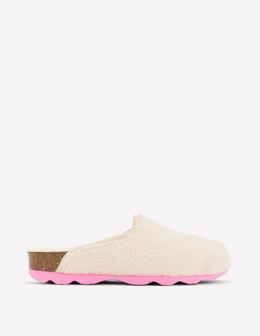 Contrast Sole Mule Slippers-Natural