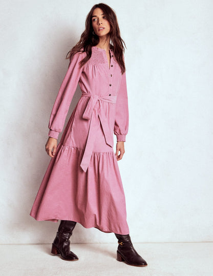 Cecily Cord Midi Dress-Pink Haze