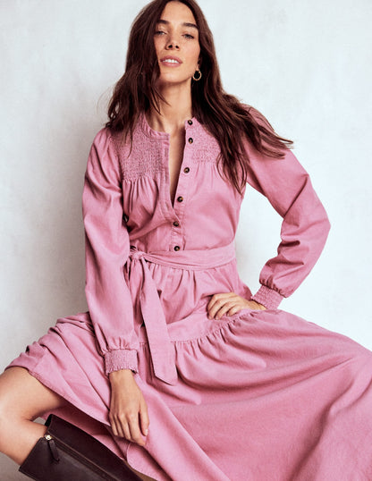 Cecily Cord Midi Dress-Pink Haze