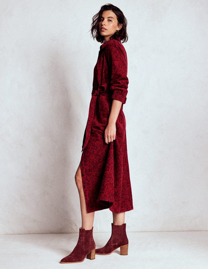 Clara Cord Midi Dress-Red Liquorice, Ornate Flora