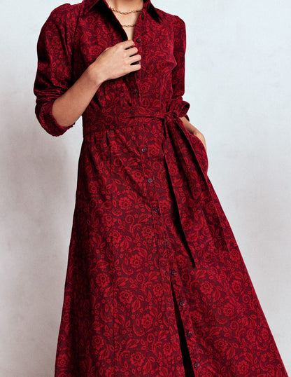 Clara Cord Midi Dress-Red Liquorice, Ornate Flora