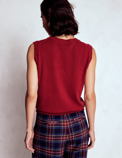 Eva Cashmere Vest-Red Liquorice