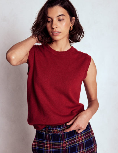 Eva Cashmere Vest-Red Liquorice