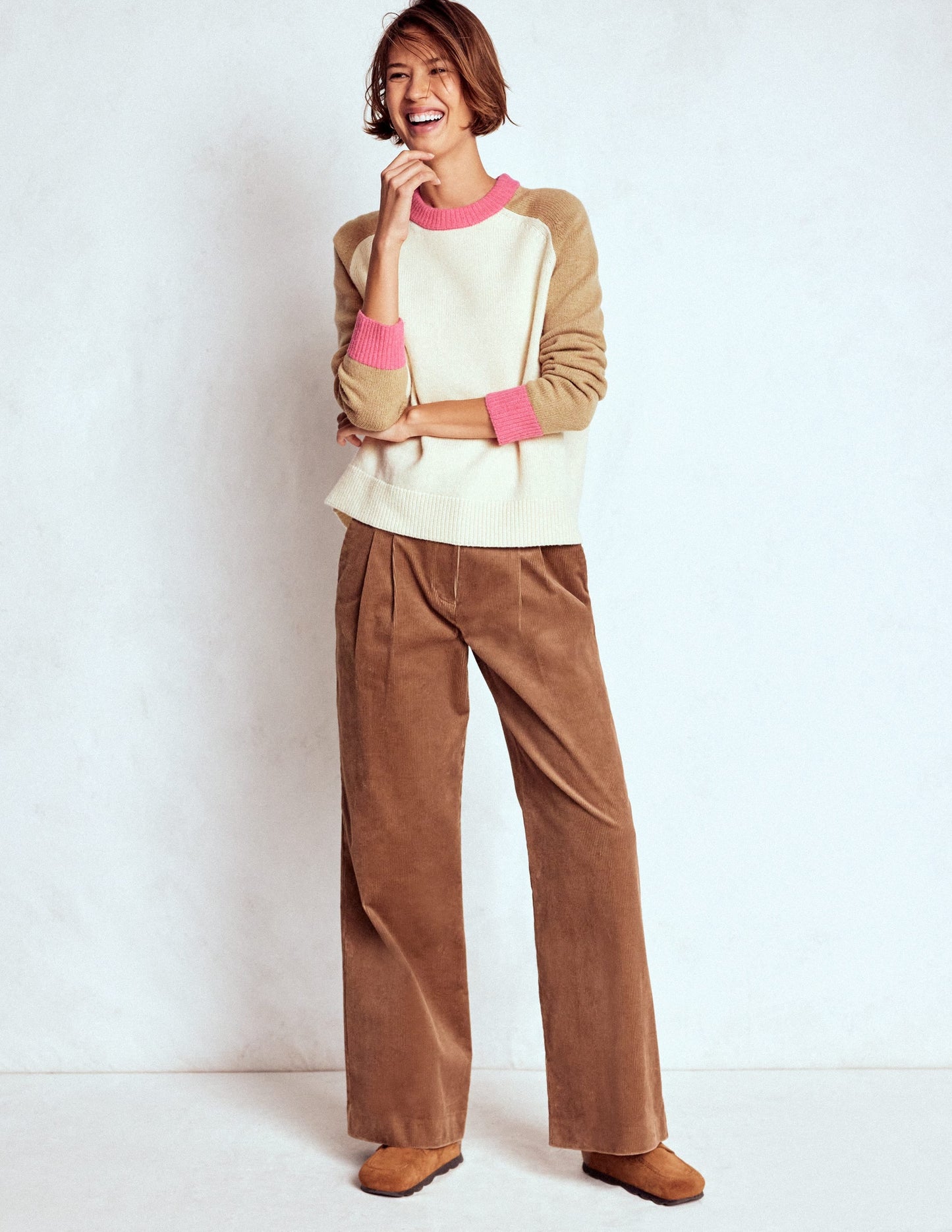 Marion Merino Sweater-Warm Ivory, Colourblock