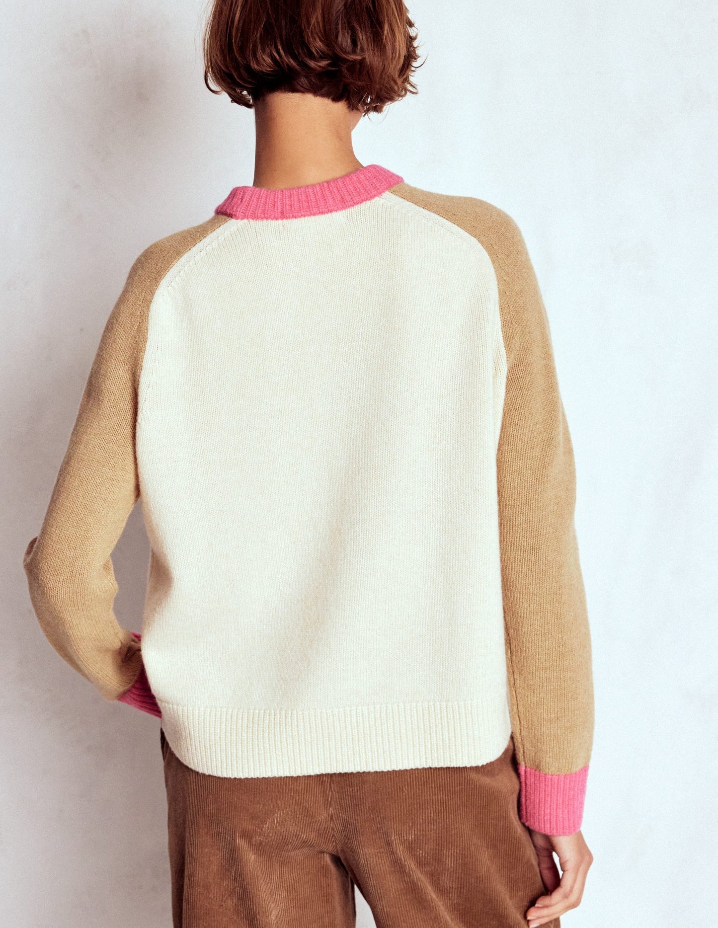 Marion Merino Sweater-Warm Ivory, Colourblock
