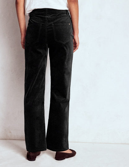 Velveteen Straight Jeans-Black
