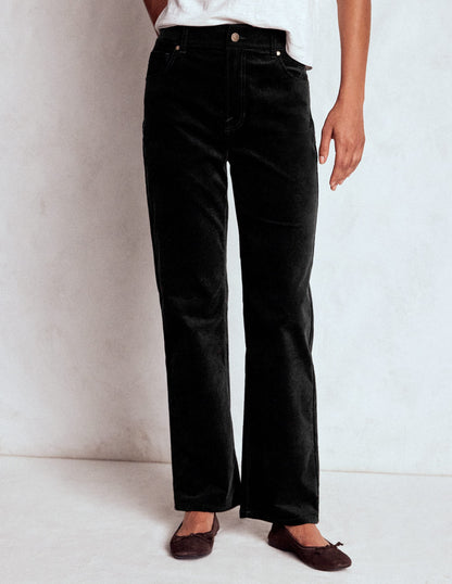 Velveteen Straight Jeans-Black