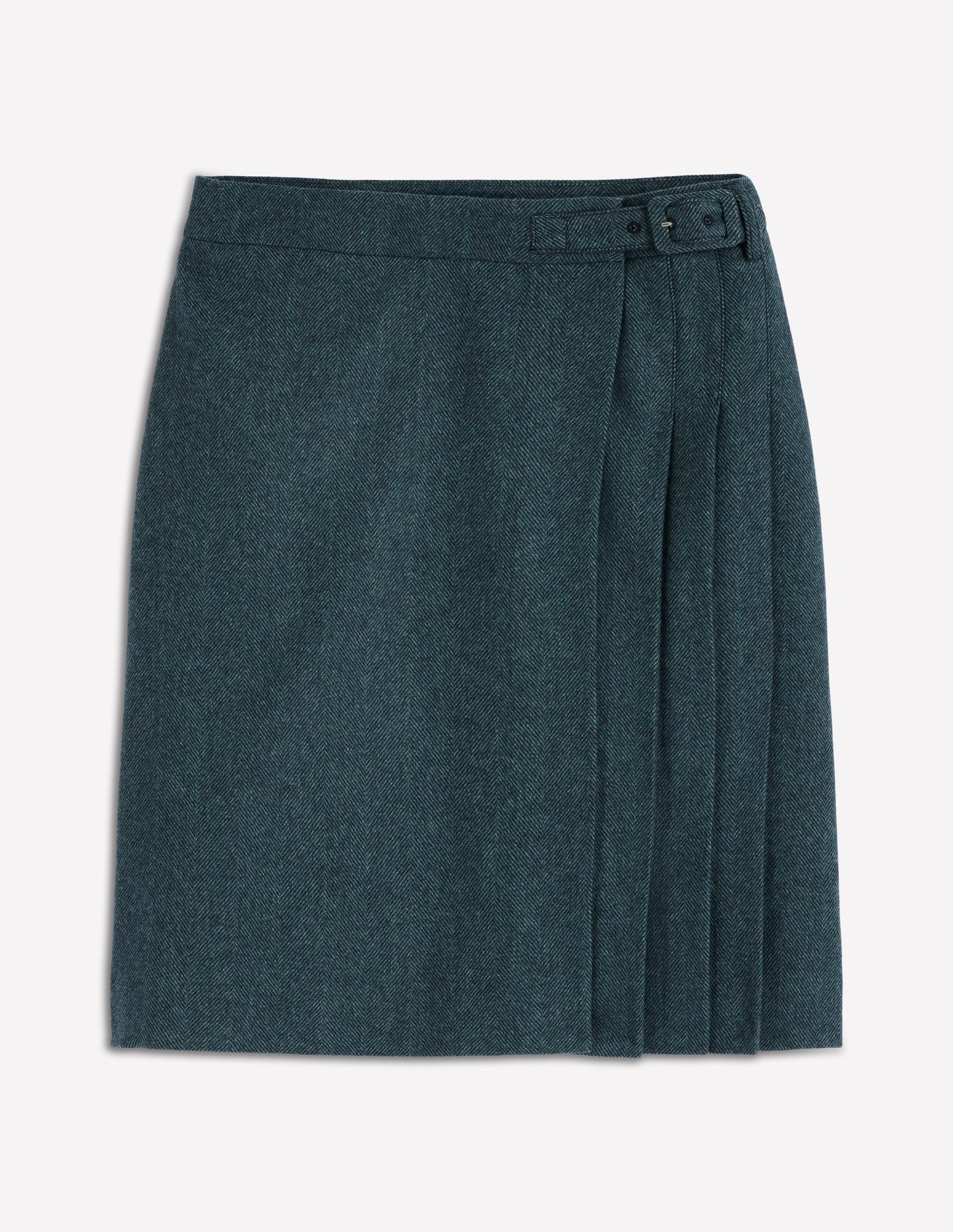 Helen Wool Kilt Skirt-Green and Navy Herringbone